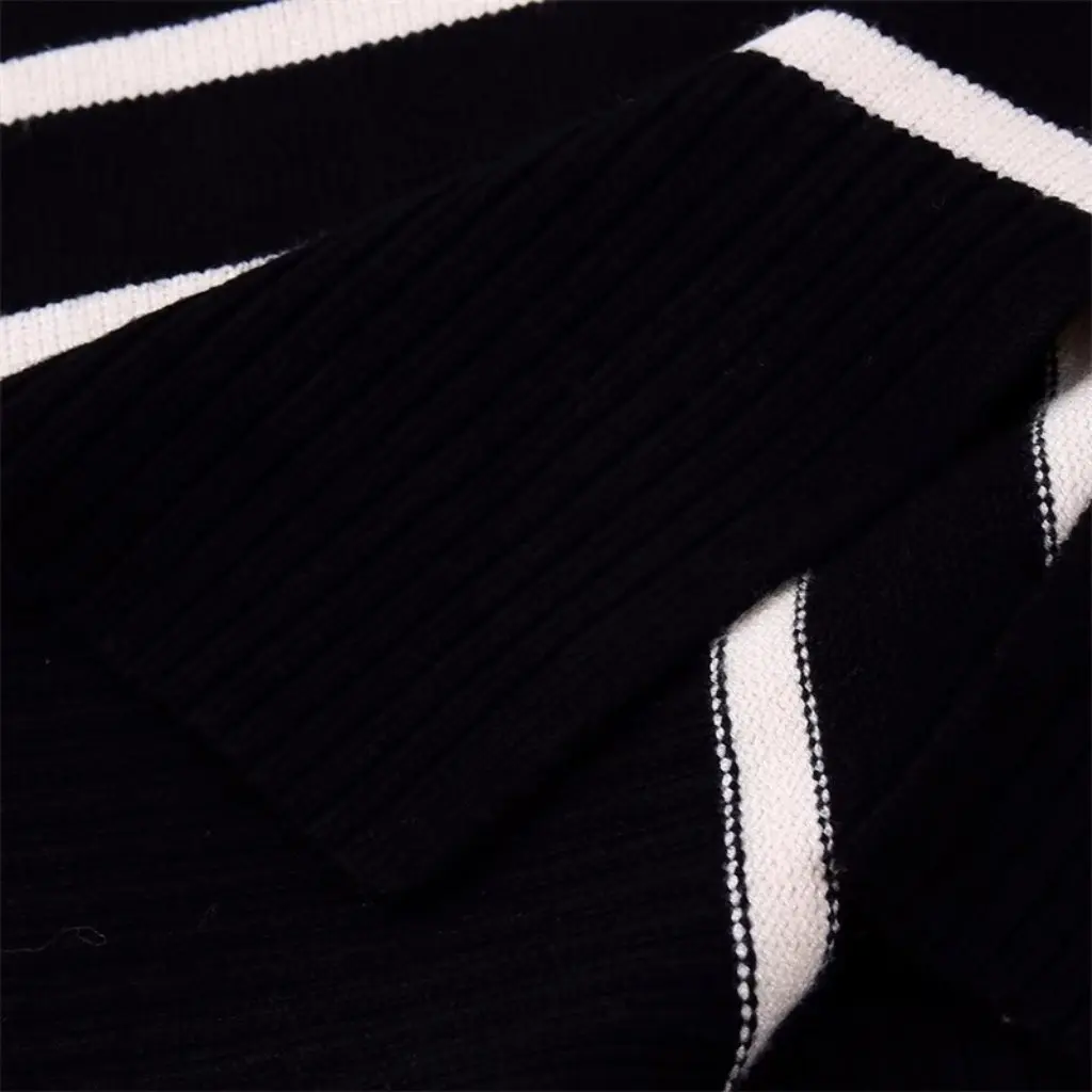 

Zaura Women's Long-Sleeved Knitwear Classic Striped Design European And American Style Autumn Fashion Zipper Decoration
