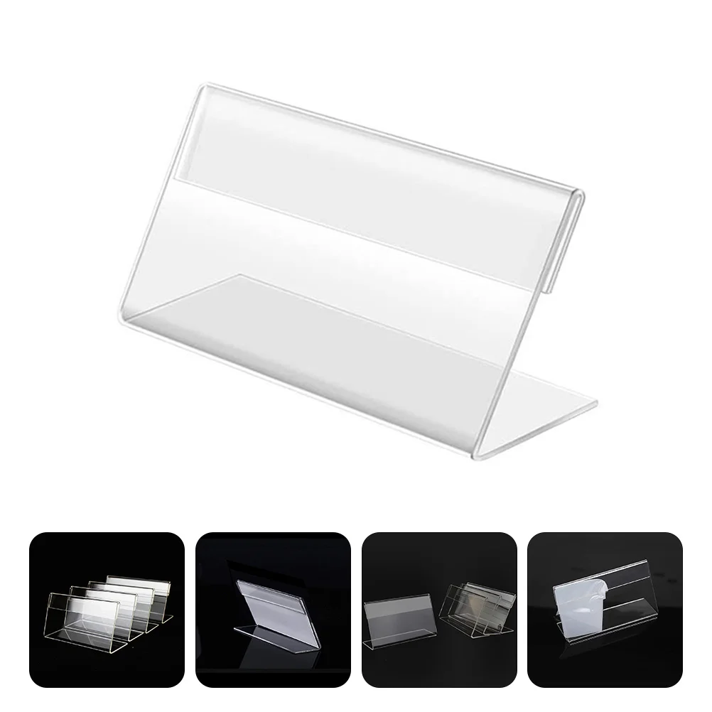 

20Pcs Mini Desktop Sign Holder Clear Acrylic Price Display for Office Meeting Price Tag Rack Business Card Holder