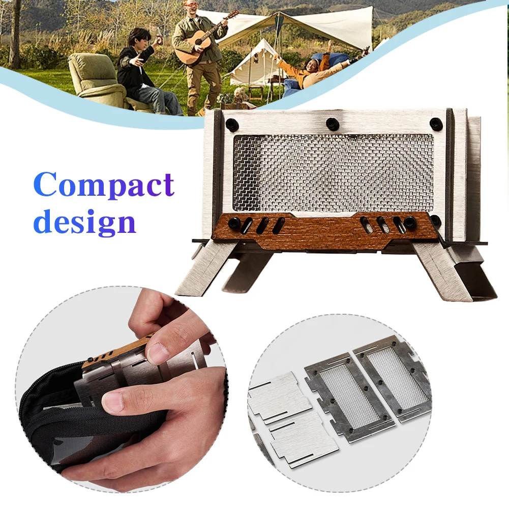 Camping Incense Burner Stainless Steel Small Charcoal Stove Outdoor Firewood Stove for Home Bedroom