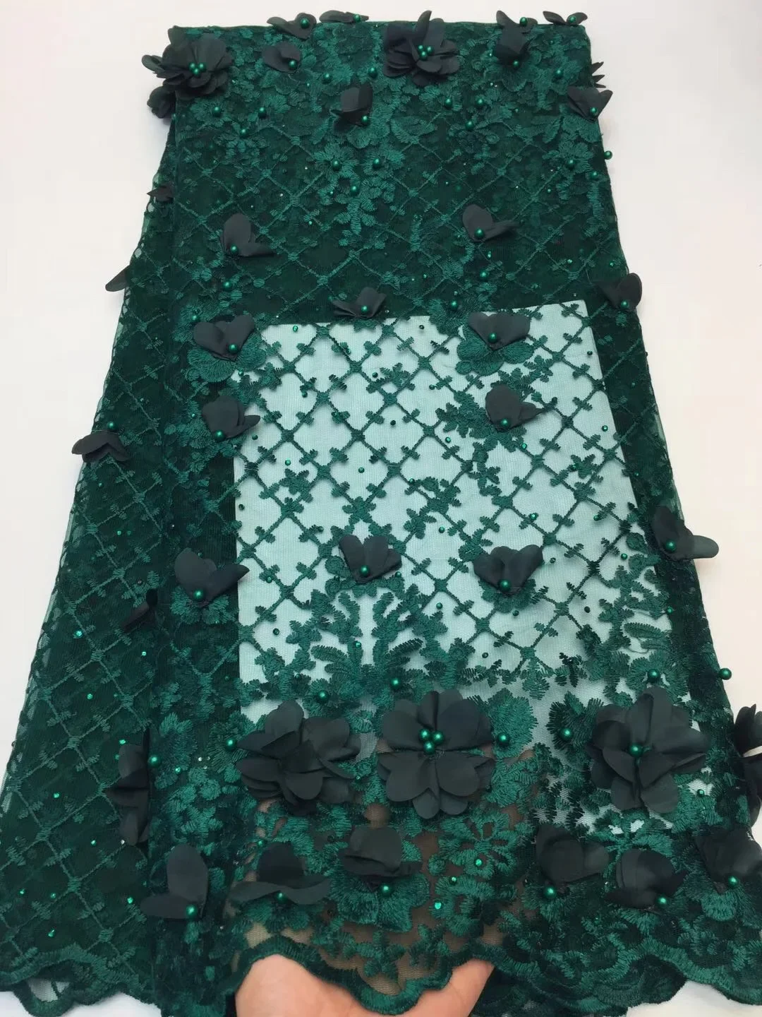 

Nigerian Lace Fabrics, Hnadmade Beads 3D Flower Fabric, Gold Lace Wedding Fabric, Tissu Africain Guipure Mariage RF430