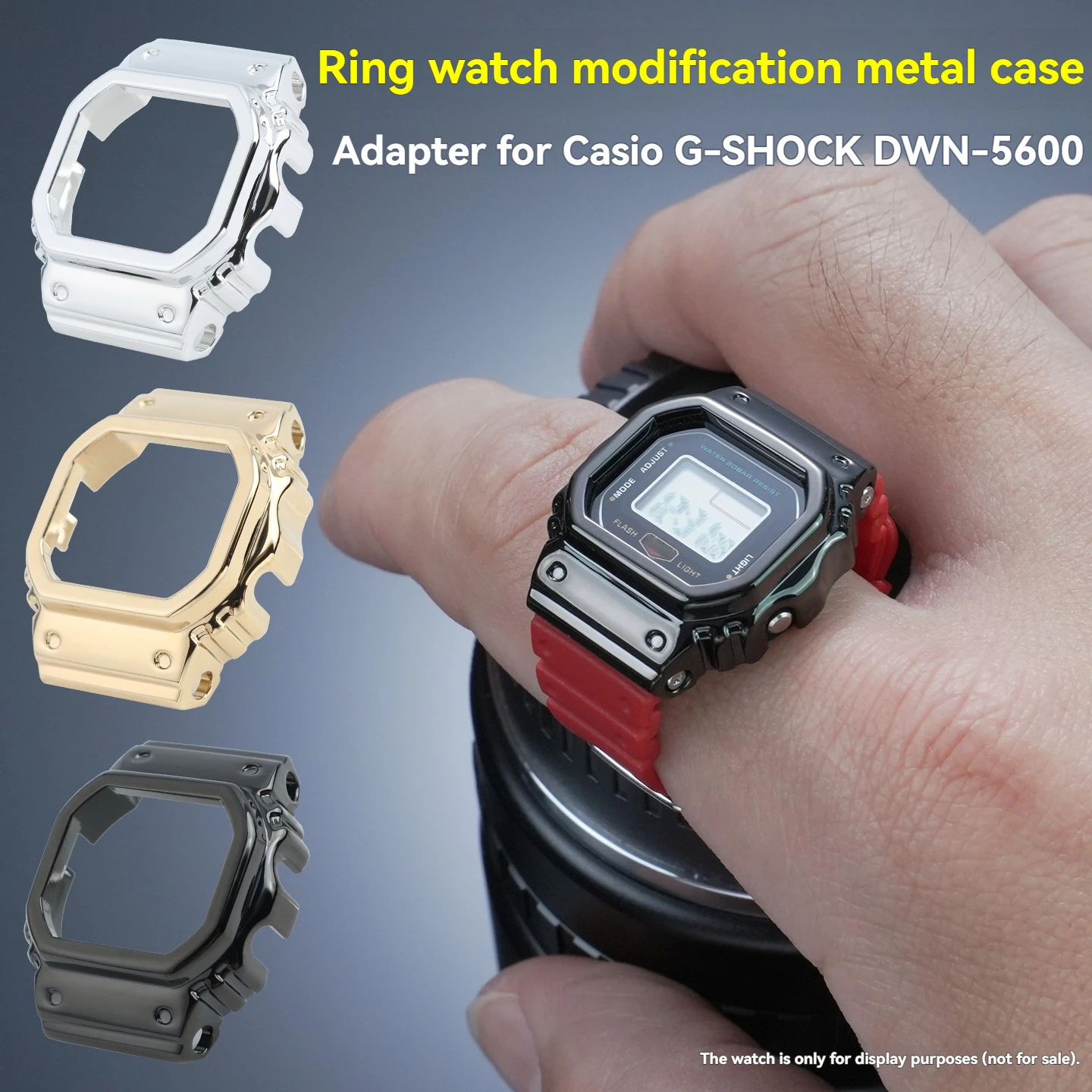 

DWN-5600 Stainless Steel watchcase for Casio G-SHOCK 50th Anniversary dwn-5600 seires Ring Watch modify metal case with necklace