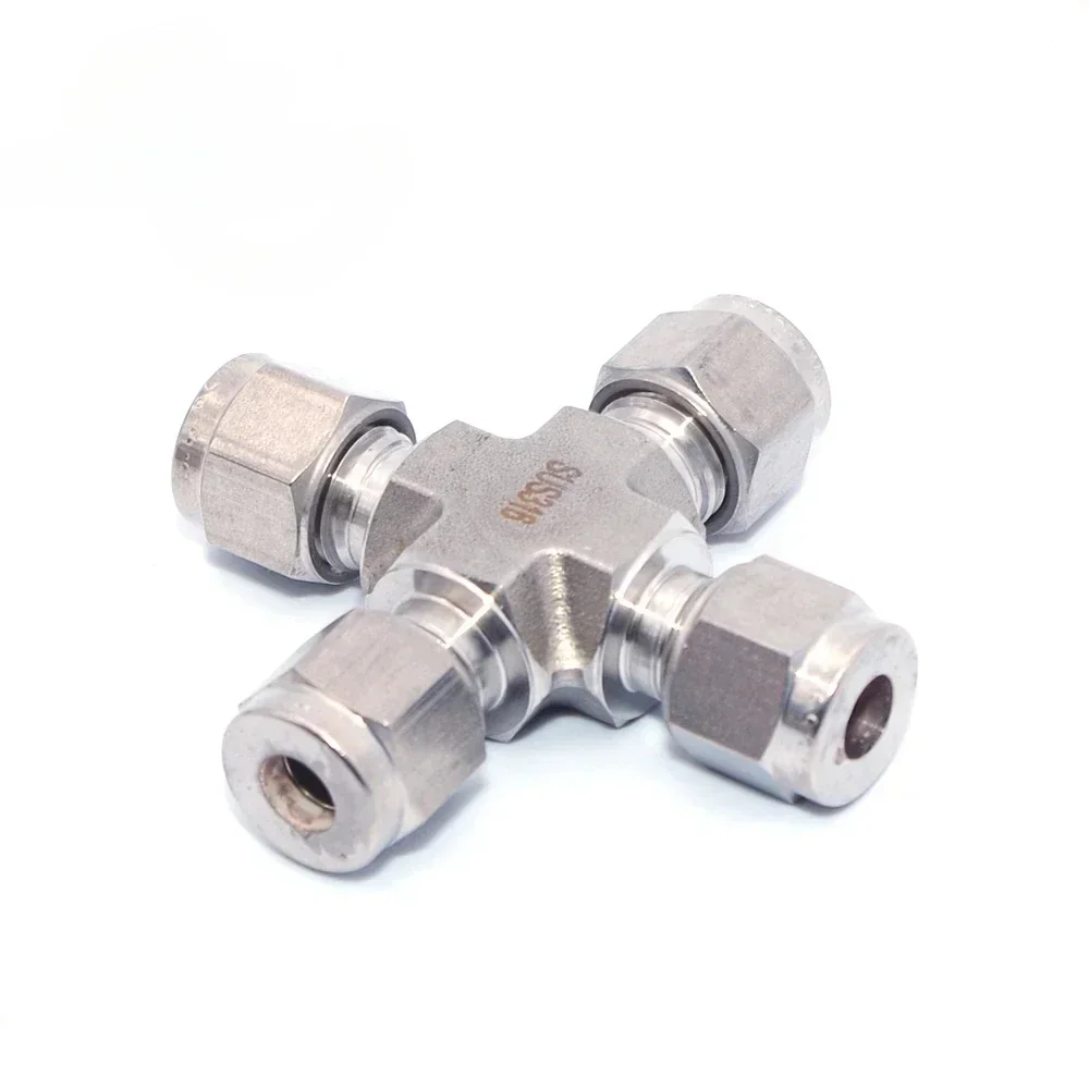 Tube Fittings 1/4in 6mm 8mm Ferrule 316 SS Instrument Tube Fittings Cross Type Compression 4 Way Union Cross Fittings tools