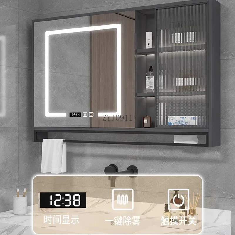 Smart Mirror Cabinets Bath Wall-mounted Storage Solid Wood Mirror Cabinets Industrial Style Home Furniture