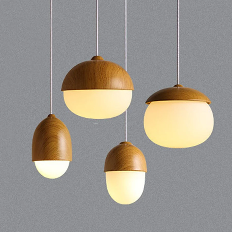 

Novelty Wood-grain Glass Ball LED Pendant Light Restaurant Cafe Bar Globe Hanging Lamp Loft Dining Room Kitchen E27 Pendant Lamp