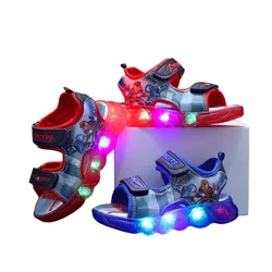 Disney cartoon boys Avenger Captain America scarpe Casual carine con sandali morbidi leggeri a led per regalo per bambini taglia EU 21-30