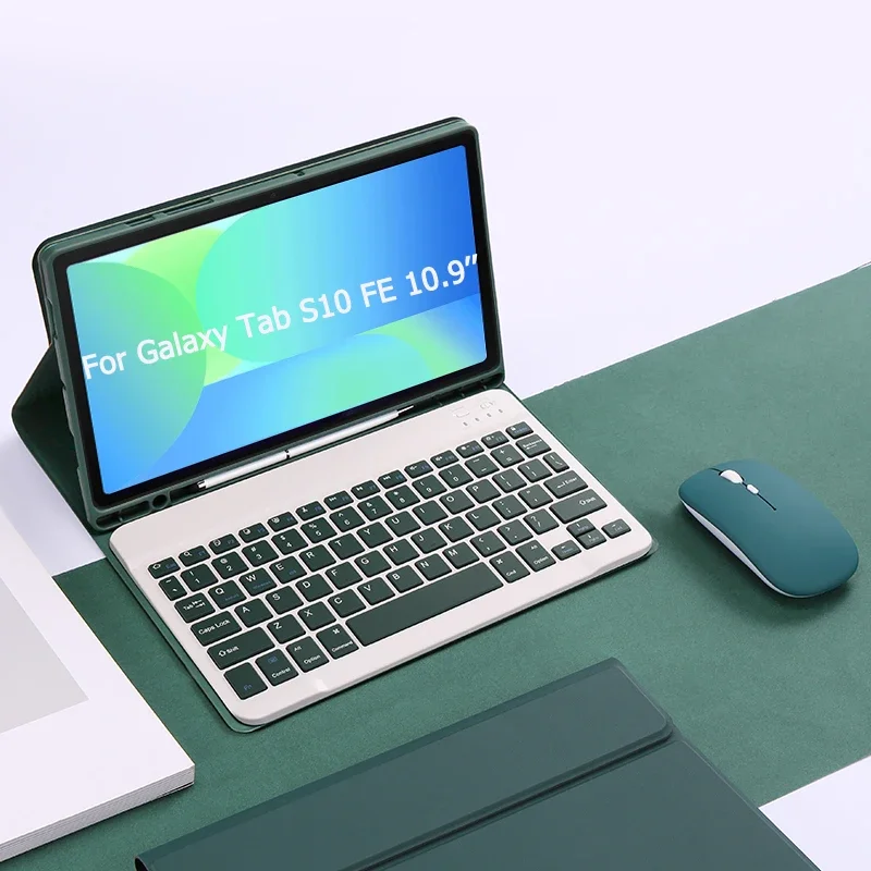 

Чехол с клавиатурой для Samsung Galaxy Tab S10 FE 10,9 дюймов SM-X520 SM-X526B Чехол с гнездом для карандашей и подставкой, английская клавиатура