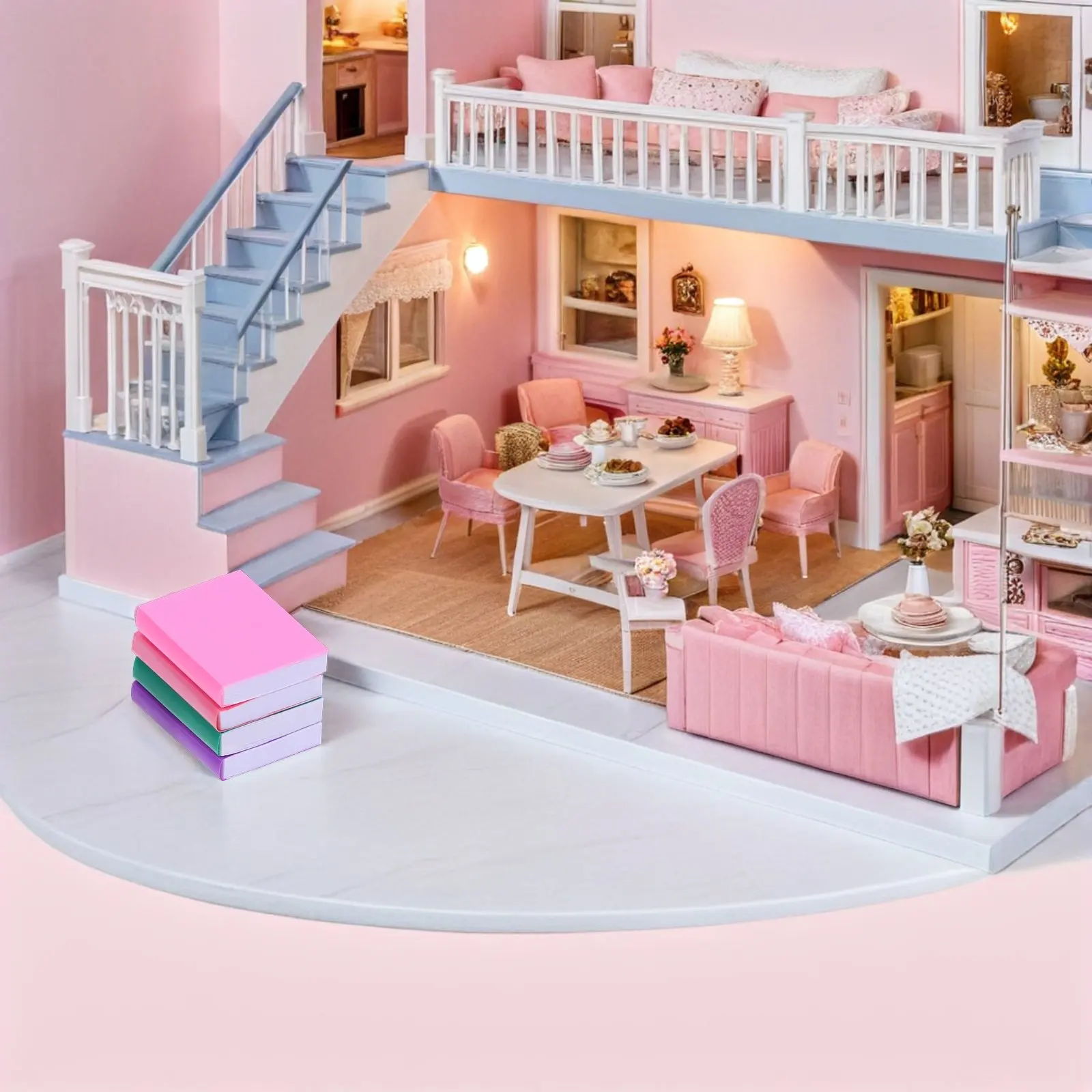 

16Pcs Mini Blank Books 1:12 Scale Realistic Dollhouse Library Decor Vibrant Color Miniature Textbooks for Mini Bookshelf Craft