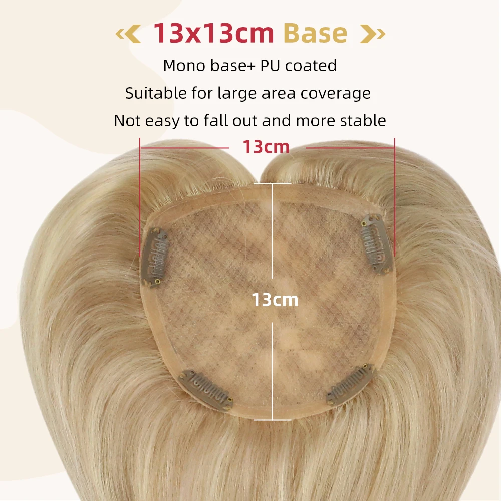 Moresoo Hair Toppers 100% máquina de cabello humano Real cabello Remy brasileño Clip en pieza de cabello para mujeres Mono y PU Top recto