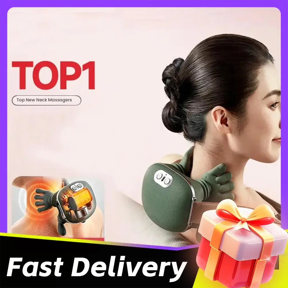 

Neck Massage Machine Head And Neck Protection Heating Machines Rechargeable Comfort Electric Massager Gift for Mom Dad Men Women