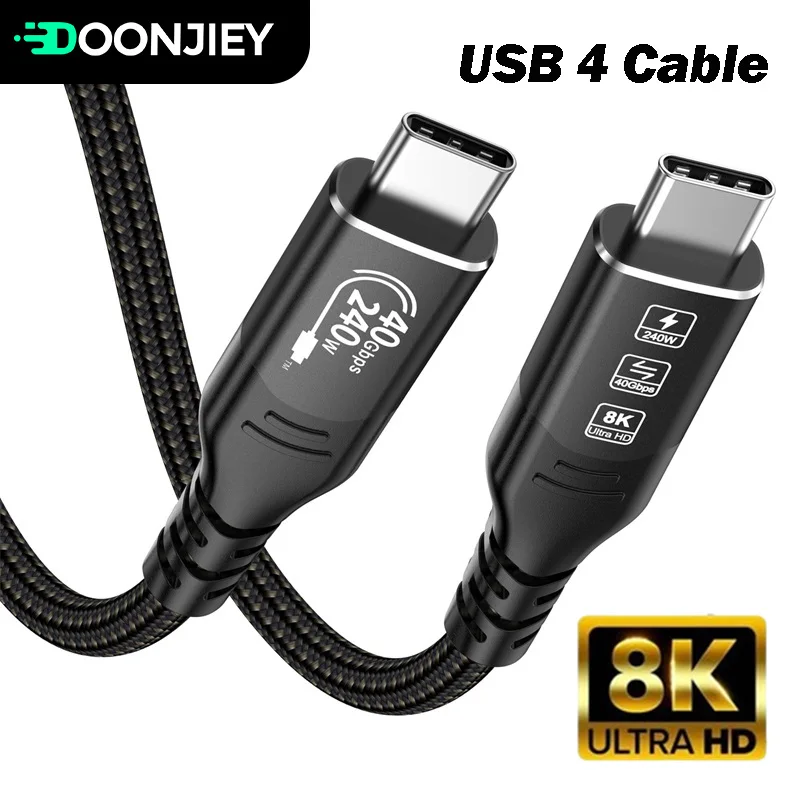 

8K USB4 Cable 40Gbps 240W PD3.1 For Thunderbolt 4 Type C Fast Charging Cable Thunderbolt3 USB C to Type-C Data Transfer Cord