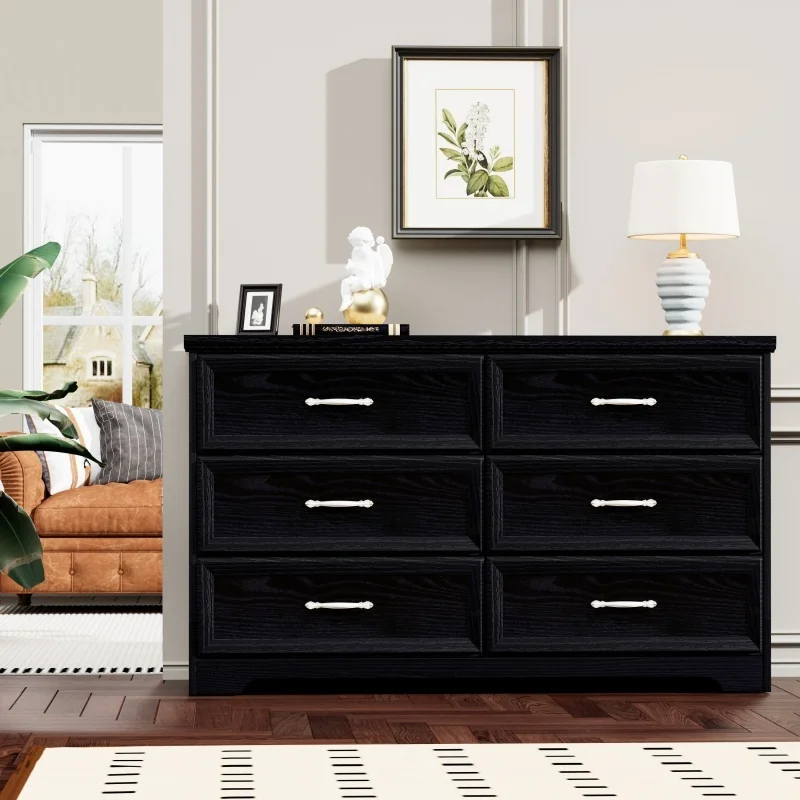 Modern 3 Drawer Bedroom Chest Of With 6 Drawers Dresser  Clothes Organizer -Metal Pulls For Living Room Bedroom Hallway