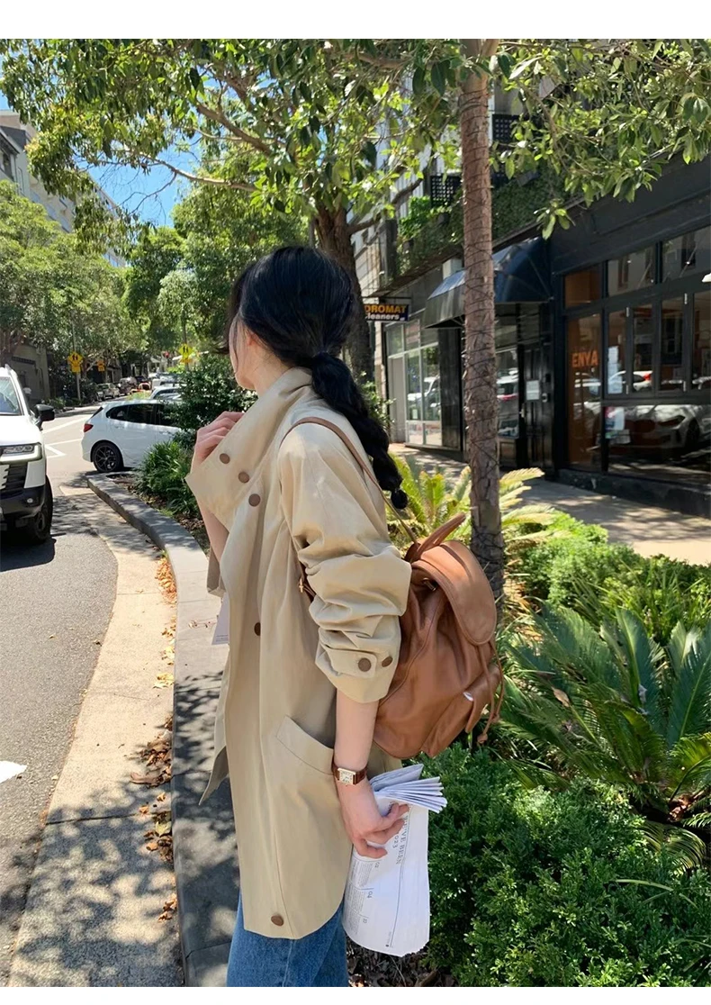 3colors Long Coat Jacket Women's Casual Stand up Collar mide-length Trench Coat Autumn Fashion Outerwear Jacket Female(hx9363