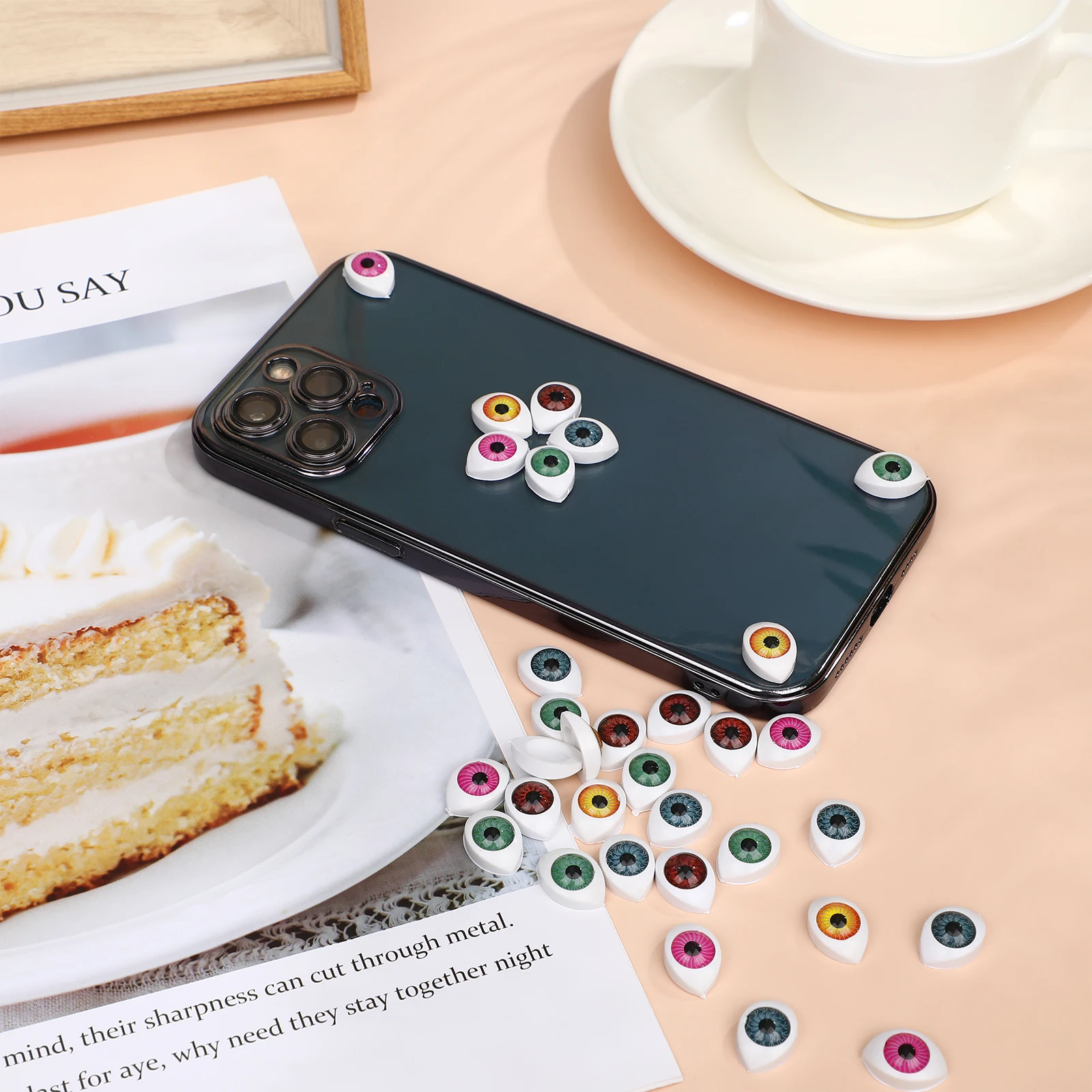 

100Pcs Acrylic Eyeballs Colored Pupil Simulation Eyes for Halloween Decor Craft Projects Terror Props Wall Table Clay Art