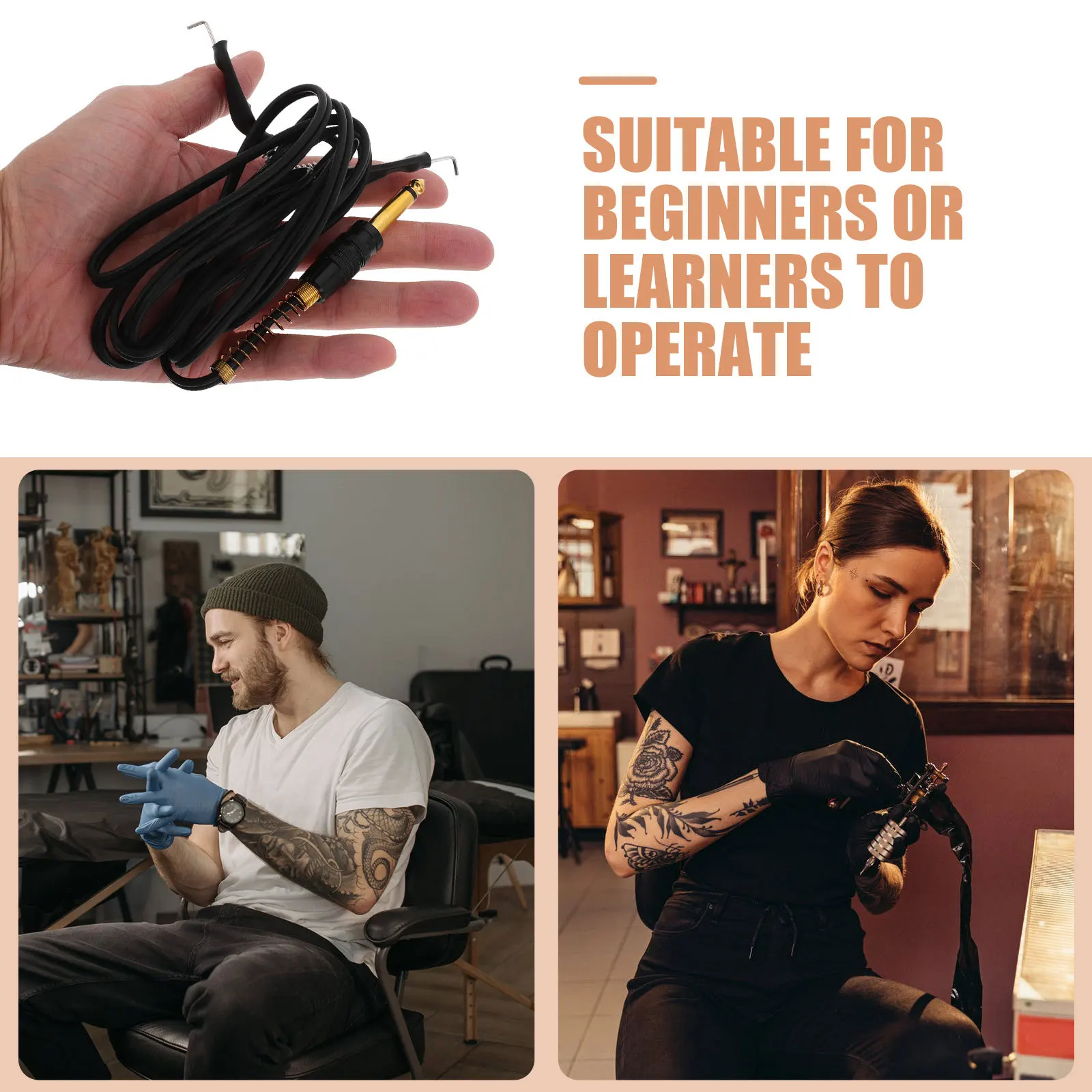 Complete Tattoo Machine Kit Thickened Plate Copper Frame Horn Liner Precise Operation Stable Connection Cable Tattoo Equipment