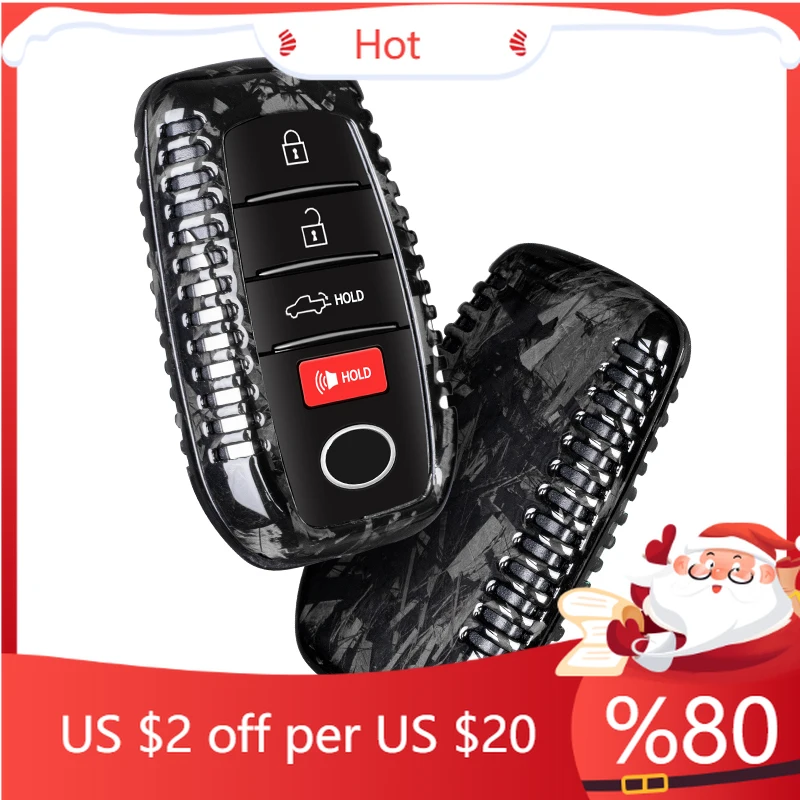 

Hot Key Fob Case for Toyota Tundra Sienna Sequoia 2022 2023 2024 Real Carbon Fiber Key Shell for Toyota Smart Interior Stickers