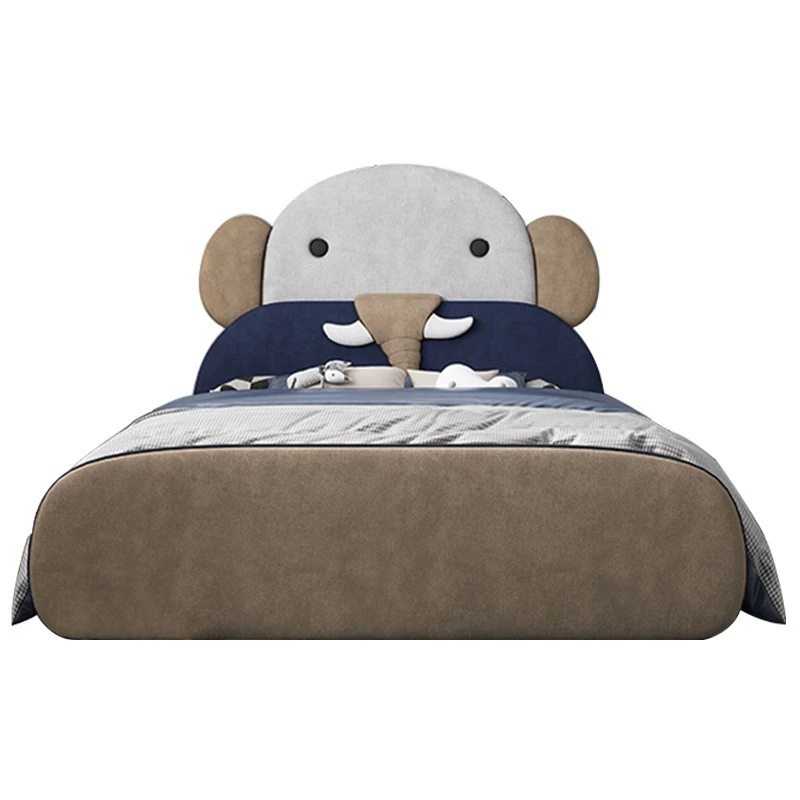 

Boy soft bag bed, cartoon elephant modeling bed, solid wood single bed