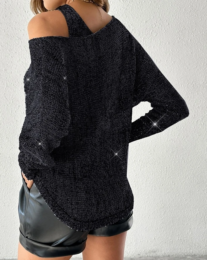 Women's Diagonal Collar 2-Piece Sweater Set - alternate angle