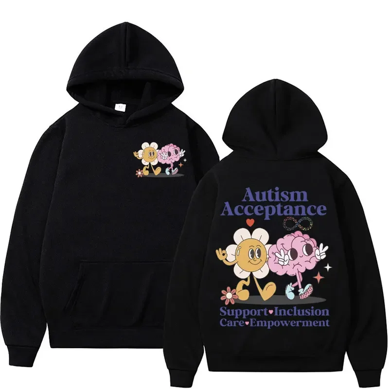 Funny Autism Acceptance Meme Hoodie Unisex Clothing Aesthetic Y2k Sweatshirt Men's Casual Cozy Oversized Hoodies Tops Streetwear