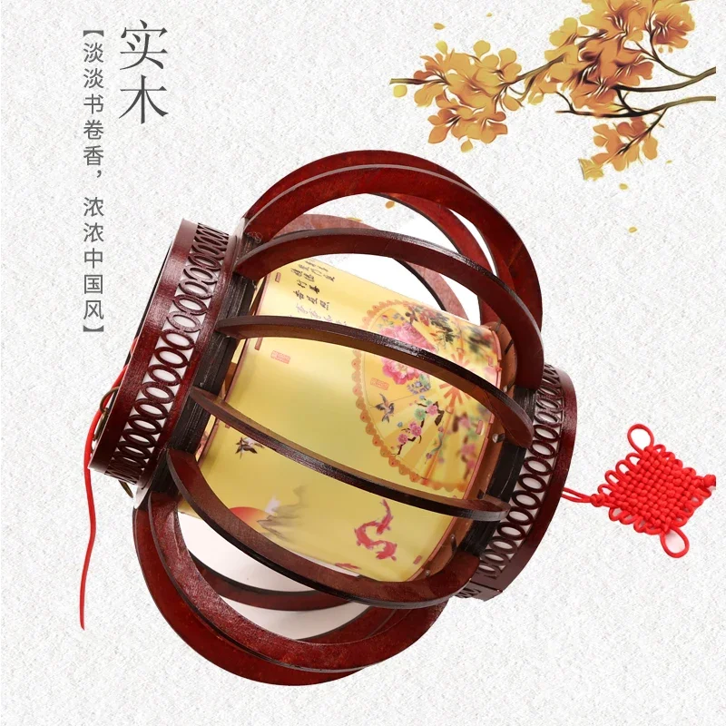 New Year's Spring Festival high-end LED solid wood lanterns New live rotating lanterns Indoor balconies Festive decoration