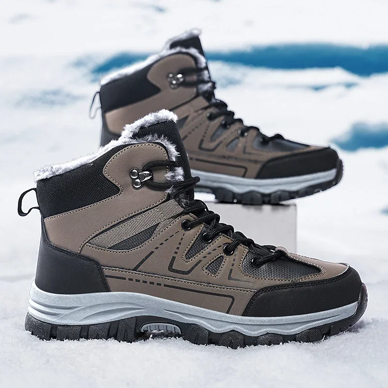 High Ankle Mens Winter Snow Mountain Climbing Shoes Thermal Male Forest Hunting Boots Keep Warm Adult Big Size Trekking Shoes