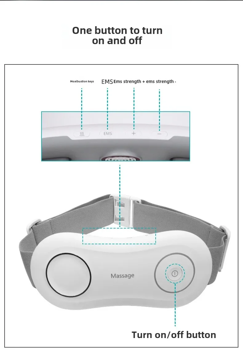 Cintura e abdômen massageador vibração inteligente luz vermelha moxabustão compressa quente ems pulso aquecimento fisioterapia