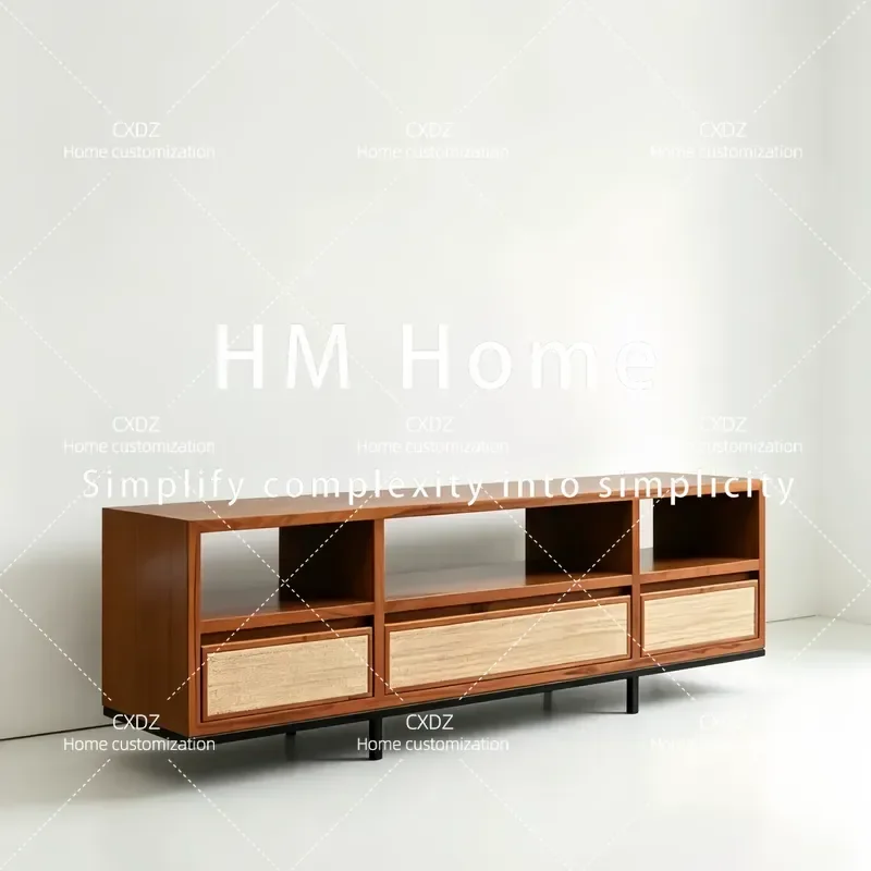 Modern Simple Solid Wood Dining Side Cabinet Walnut Small Apartment Light Luxury Living Room Storage Locker Floor Type