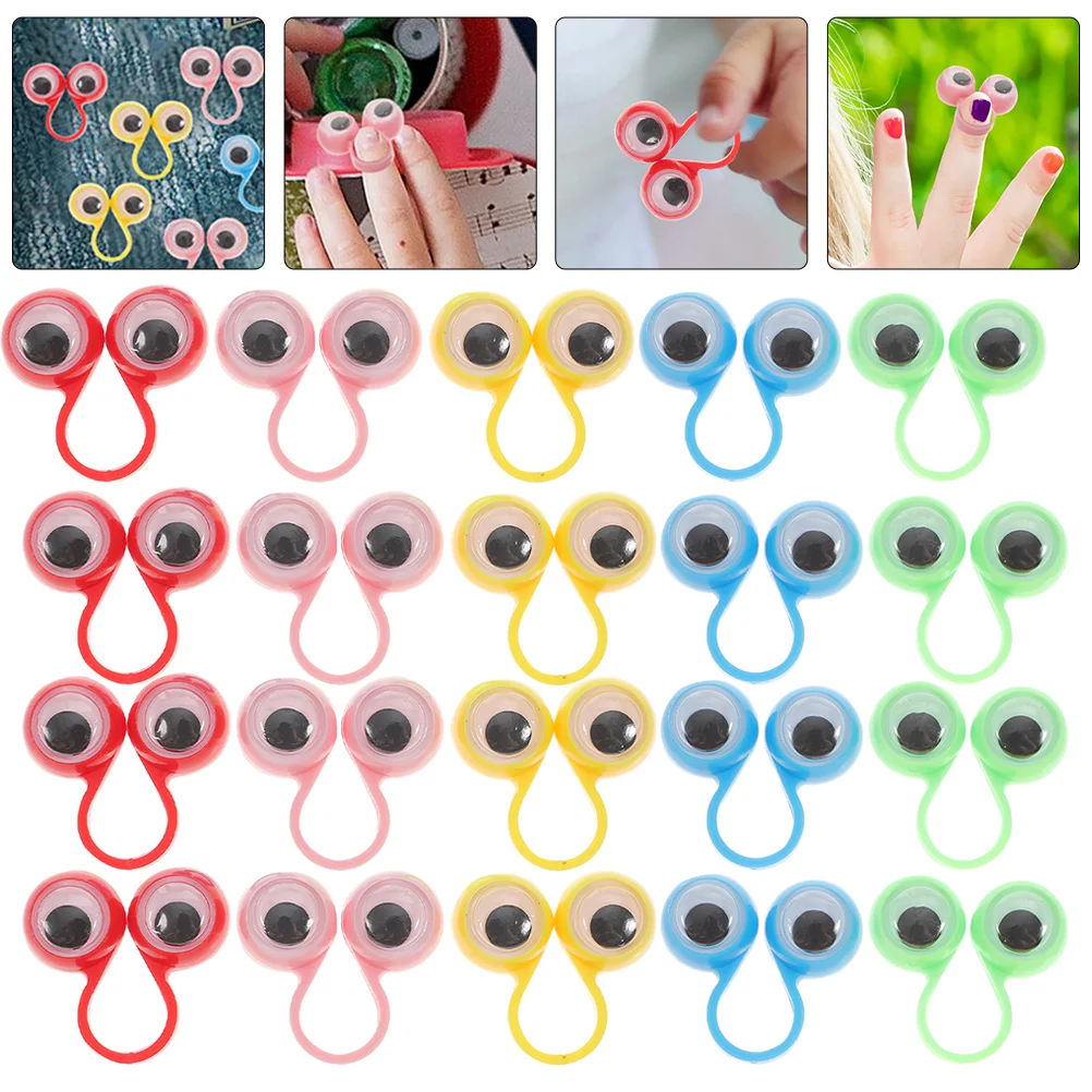 30 Pcs Eye Ring Party Favor Toys Plastic Eyeball Rings Small Kids Will Move Interactive Finger Puppet Educational