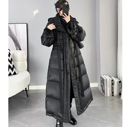 2025 New Women's Winter Black Down Jacket Women's Hooded White Duck Down Coat Windbreak Women Thicken Parker Overcoat
