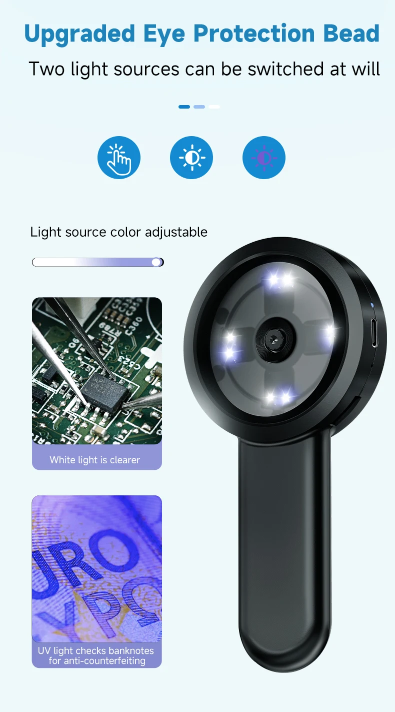 Digital Magnifying Glass 100X Magnification with 8 LED Lights 2 Inch Screen for Reading Crafts Close-Up Viewing