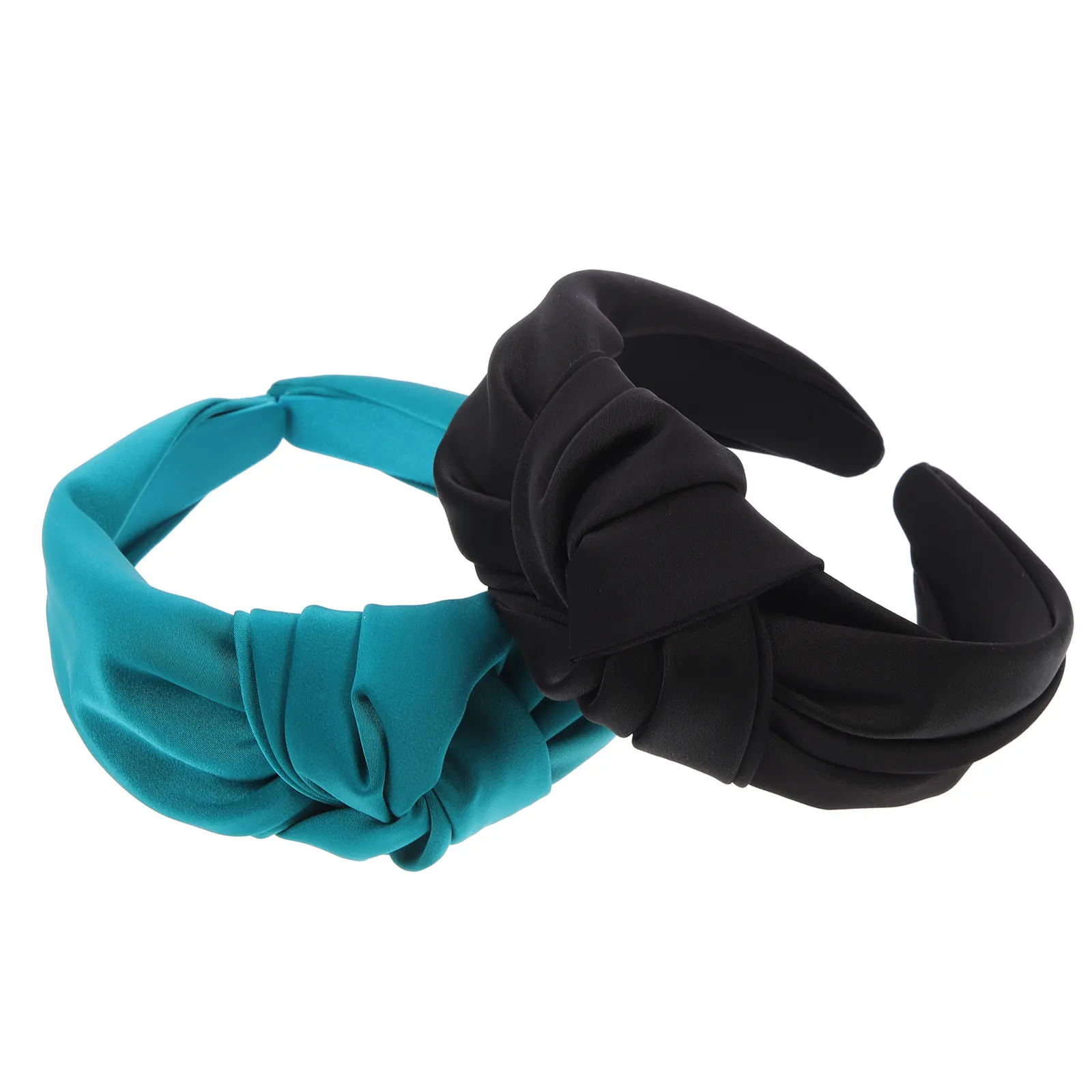 

2 Pcs Satin Headband Knotted Wide Comfortable Women Headbands Silk Cloth Decorative Hair Accessories Party Photo Prop