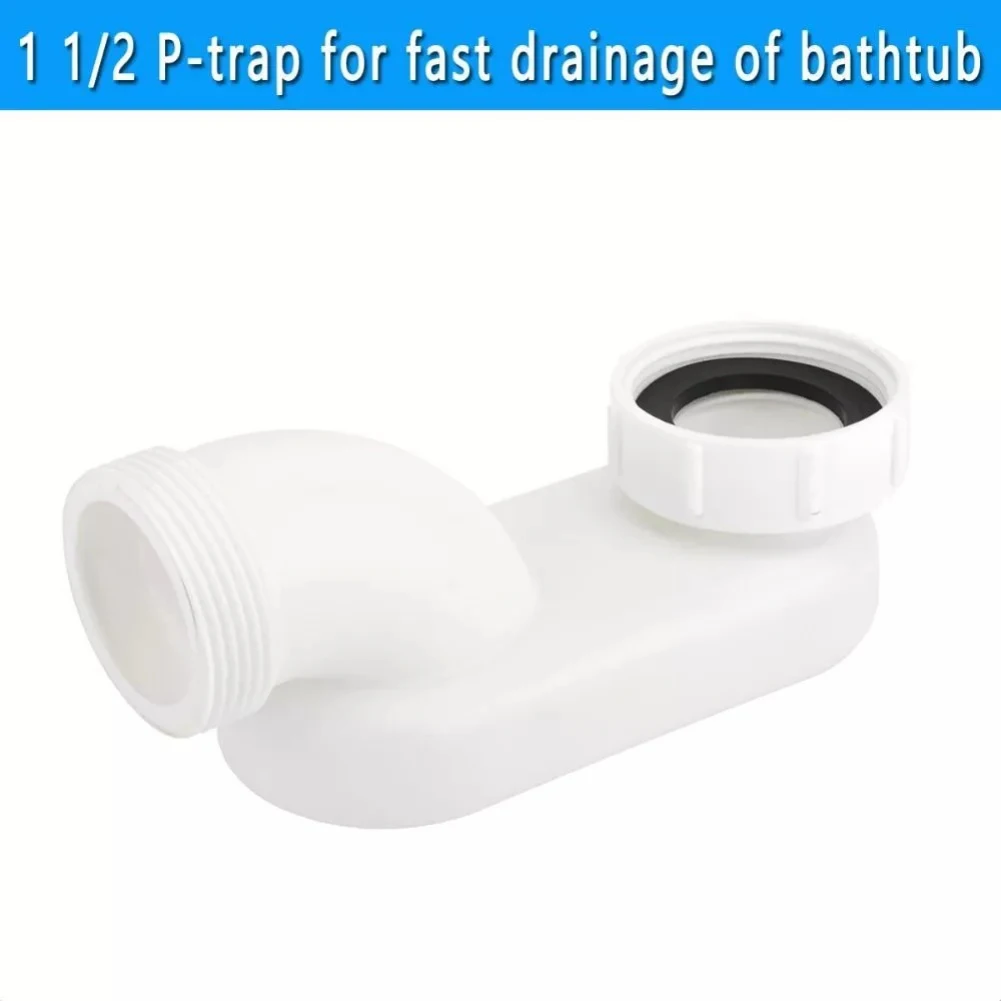 G1-1/2 Inch P-Trap Drain Pipe Kit for Freestanding Bathtub Offering Adaptability in Bathroom Layouts and Construction Types