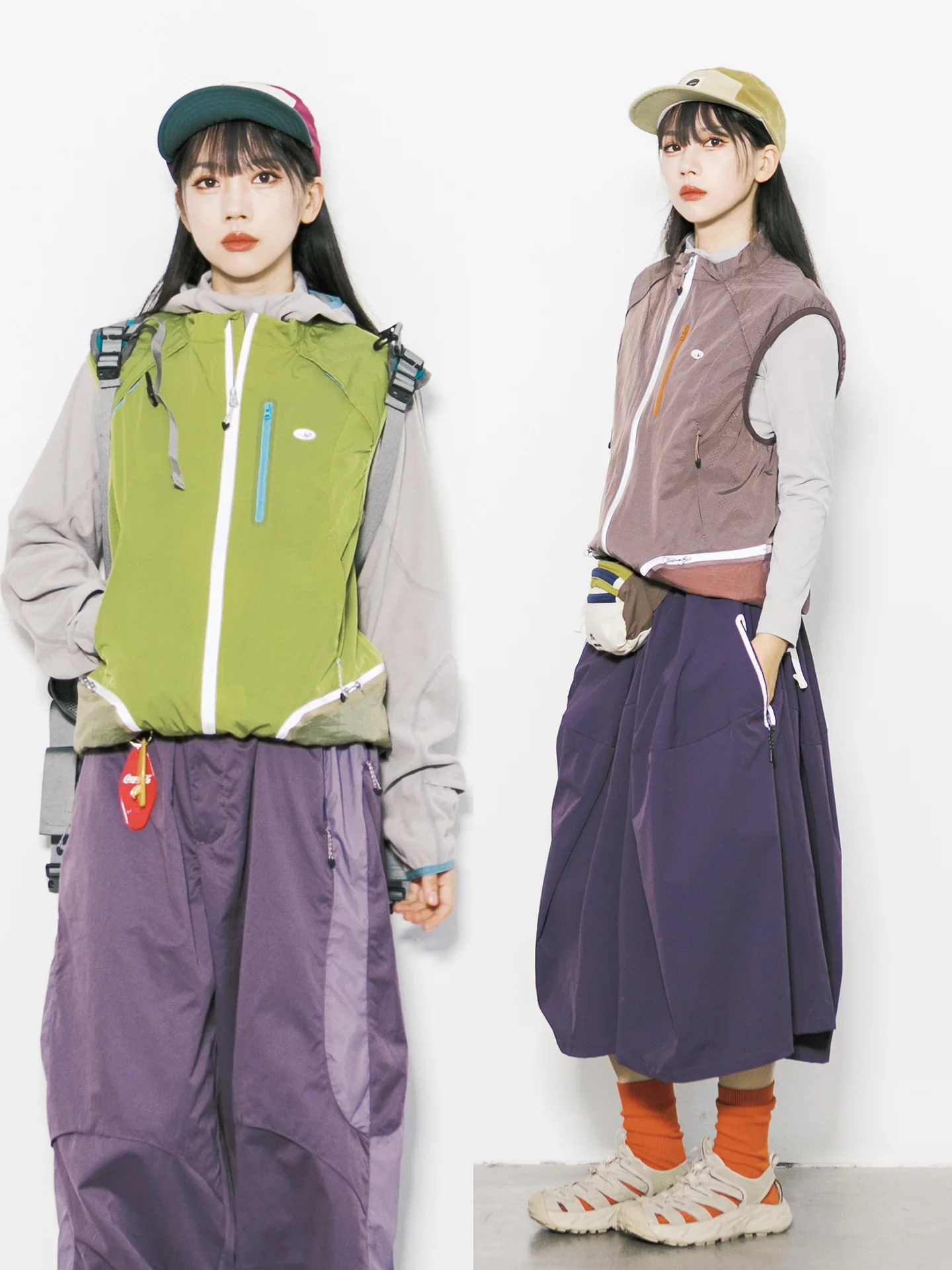 Outdoor Windproof Contrast Color Patchwork Stand Collar Vest Unisex Loose Casual Sleeveless Top RCDB Mountain Series
