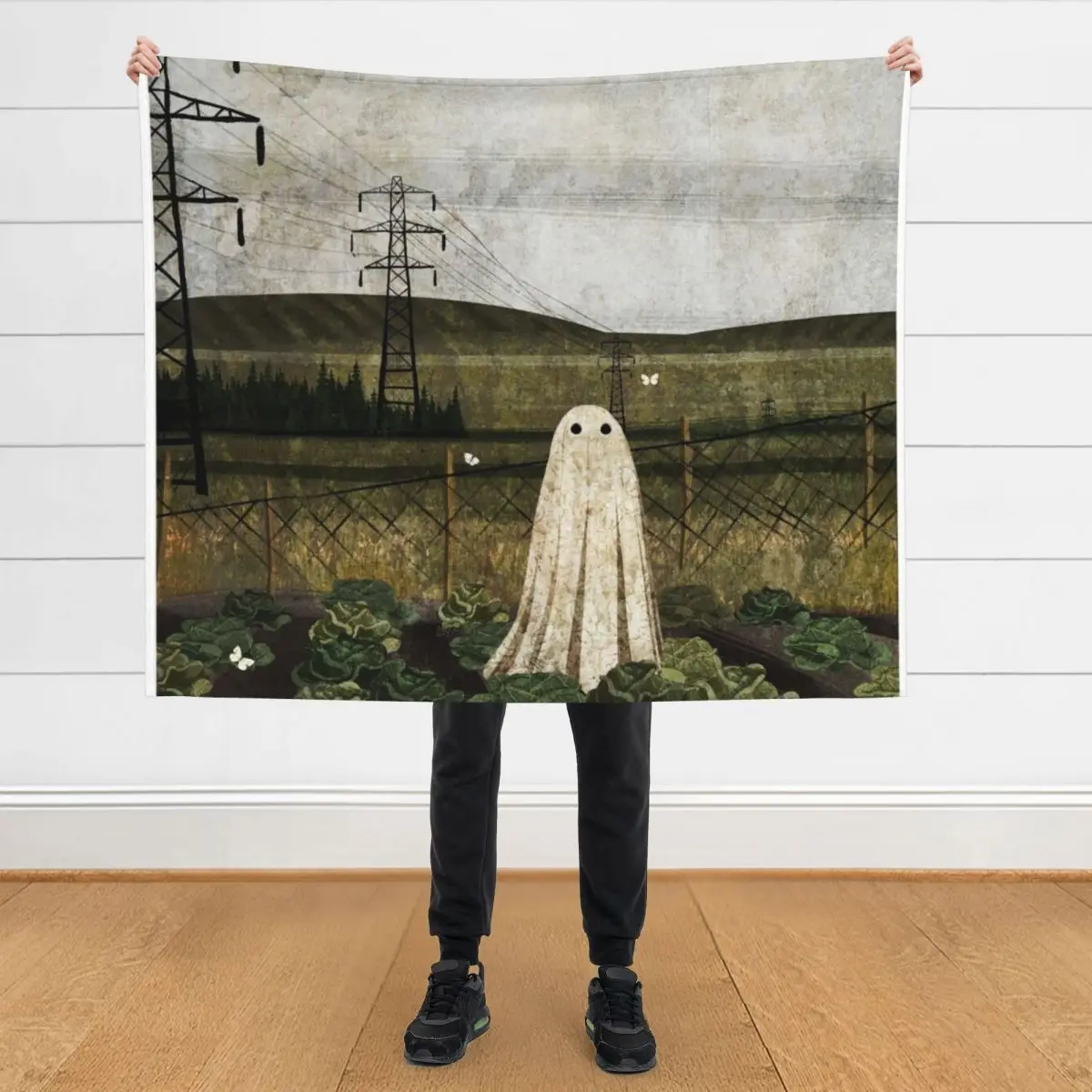 

There's A Ghost in the Cabbage Patch Again... Throw Blanket Warm Flannel Camping Blankets