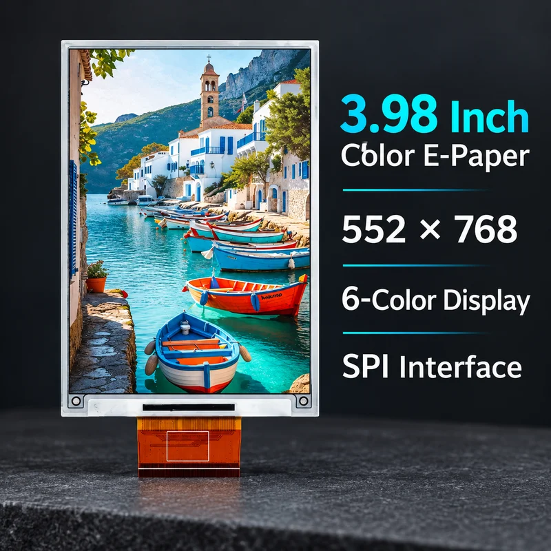 3.98 Inch 6 Color E-Paper Display 552x768 SPI Electronic Paper Panel FPC Connection for DIY Photo Frames Shelf Labels