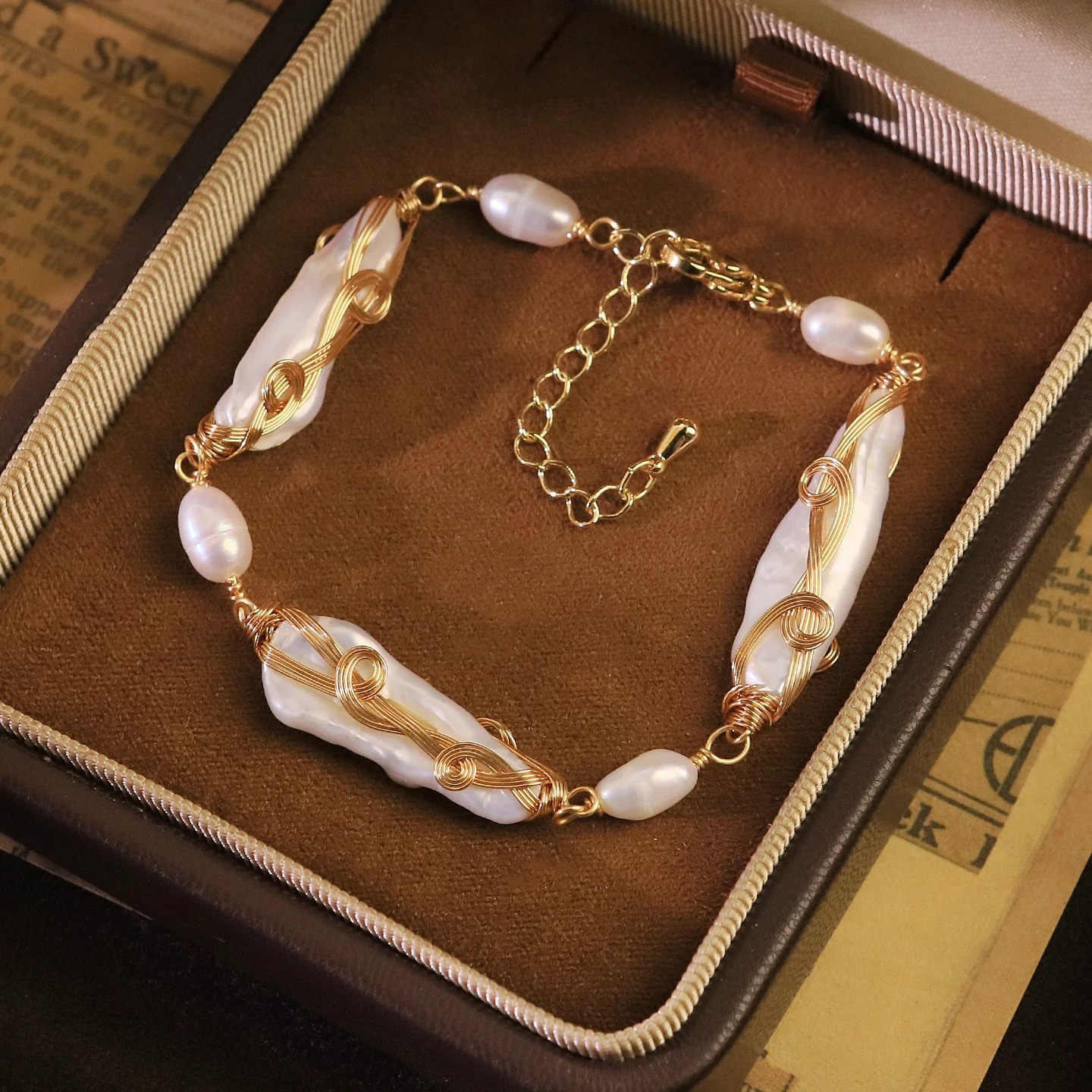 Natural Freshwater Baroque Pearl Bracelet for Women Daily Dating Wedding Gift Original Design Wire Wrapped Bracelet Fashion Jewe