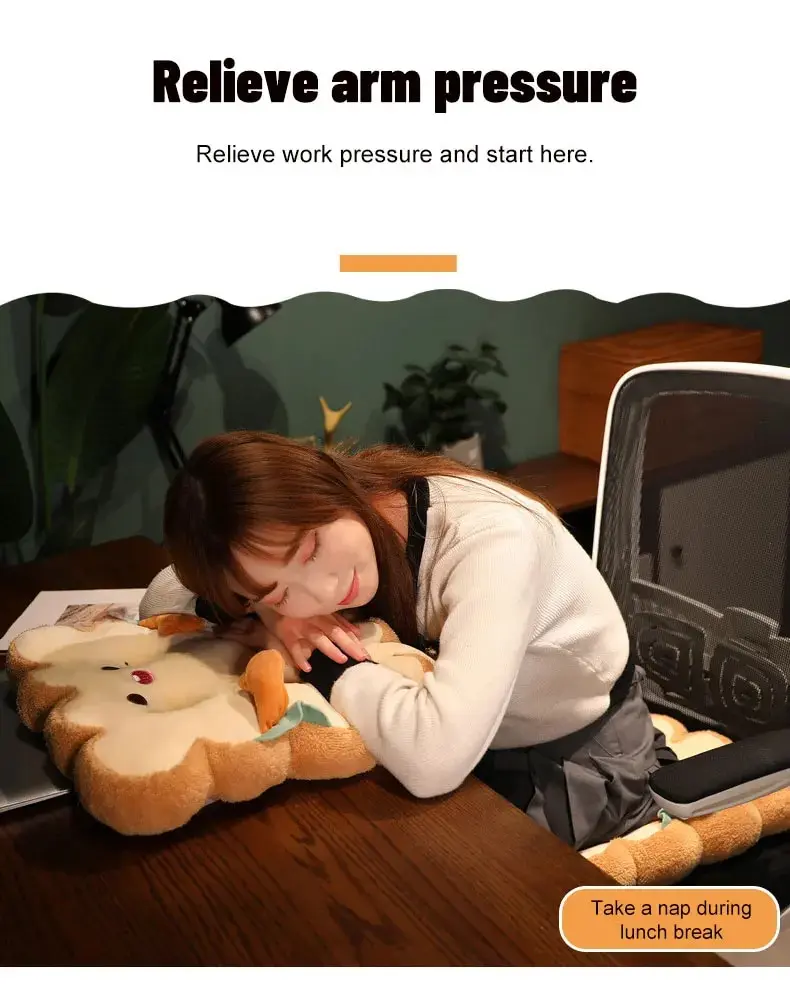 1pc Simulation Bread Toast Cushion Stuffed Memory Foam Pillow Sofa Chair Decor Seat Cushion Cute Student Chair Pad