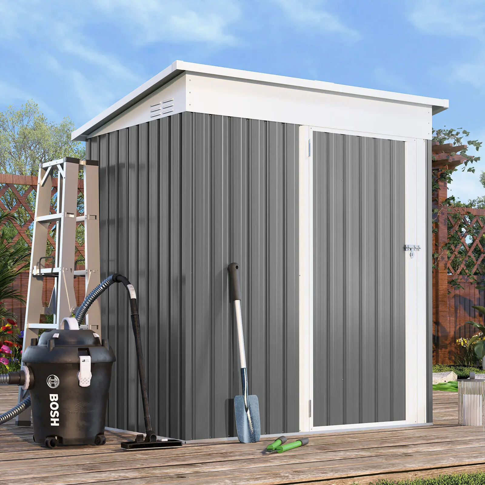 Outdoor Storage Shed, w/ Lockable Door, Utility and Tool Storage for Backyard