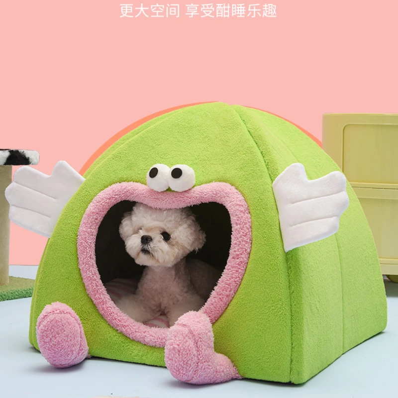 Casa para gatos de yurta de doble uso, casa para perros pequeños y medianos, casa para perros de peluche, cuatro estaciones, Invierno