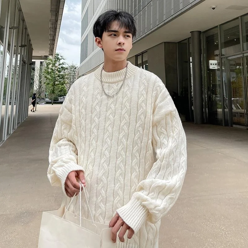 

Loose Fit Men's round Neck Knitwear Autumn Winter Style American Retro Pullover Sweater Casual Wear Comfortable Soft Material