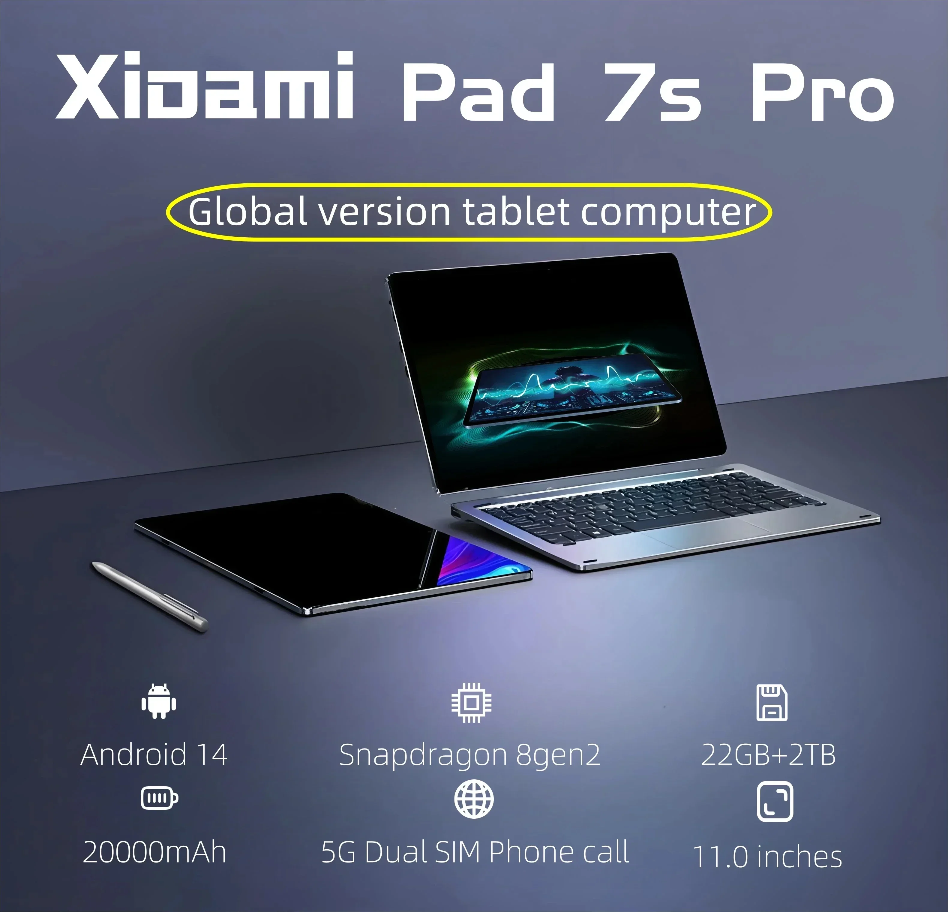 

Global Version Original Xioami Pad 7S Pro Tablet 11inch HD 4K Android 14 22GB+2T 20000mAh 5G Dual SIM Bluetooth WiFi GPS Tablet