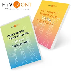 Htvront 20 pçs luz & tecido escuro 8.5x11in folhas de papel de transferência térmica diy algodão t-camisa ferro no papel de transferência para impressora a jato de tinta