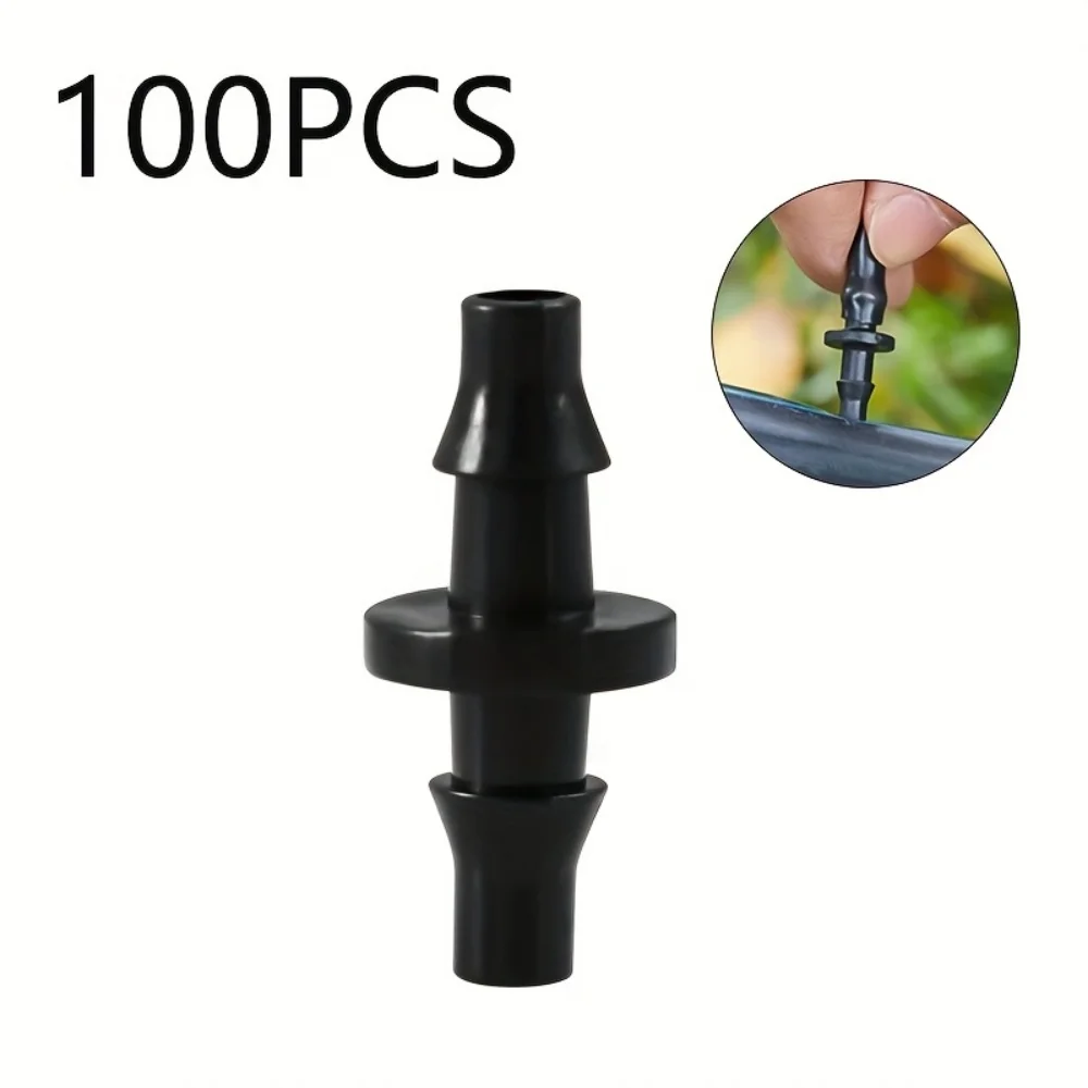 100 Peças de Conectores de Mangueira de Irrigação por Gotejamento com Gancho Duplo 4/7 para Jardim e Paisagismo, Acessórios para Irrigação de Jardim e Campo