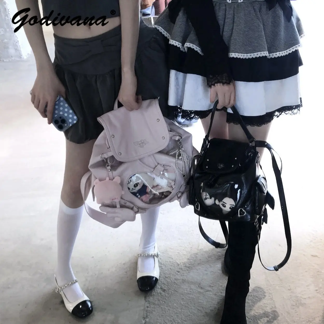 Sweet Girl's Double Shoulder Pain Bag Star Chasing Student Daily Crossbody Backpack Portable Women's Handbag Backpacks