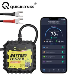 QUICKLYNKS BT2000 Bluetooth 12V Battery Test Monitor Battery Cranking&Charging Test 100-2000 CCA Test For Android IOS PK BM6 BM2