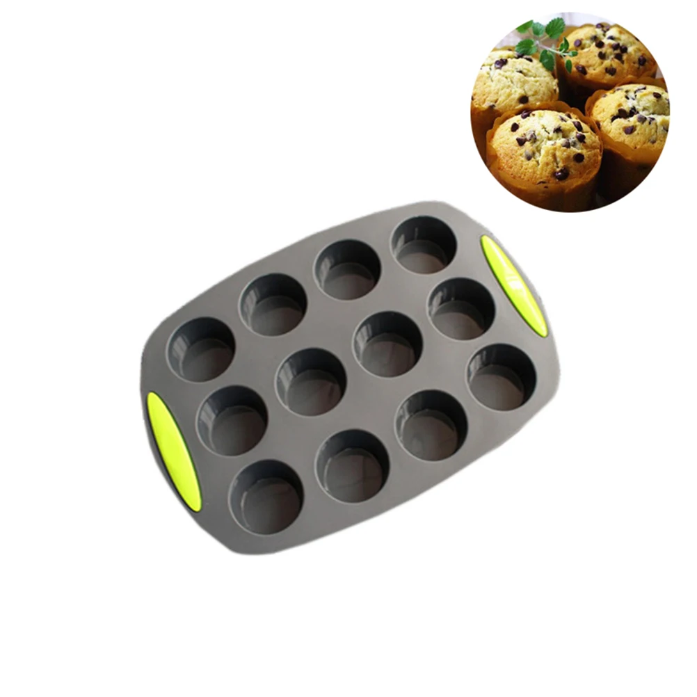 

Cake Pan Kitchen Baking Tools Silicone Muffin Mold Cupcake Plate Non-Slip Handle Oven Safe Microwave Dishwasher Reusable
