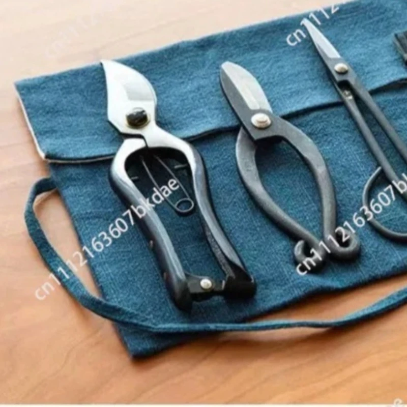 Florist Special Scissors Japanese Ikebana Flower Arrangement Tools Set Flower Art Tool Kit With 22x38.5CM Real Suede Cowhide Bag