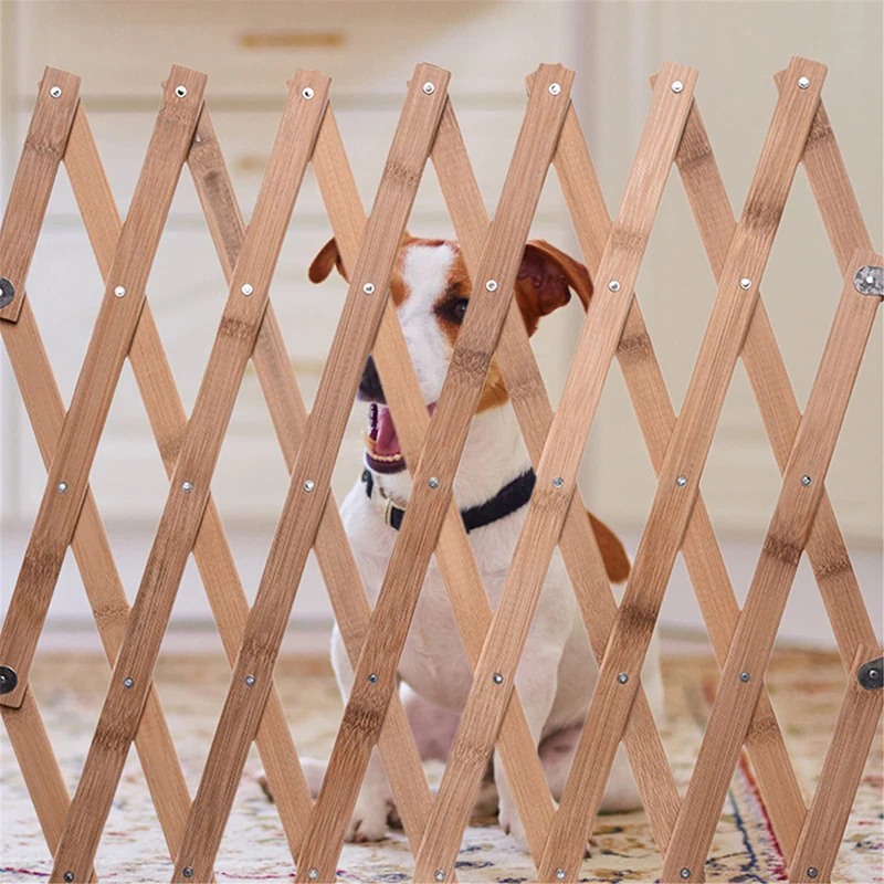 Folding Pet Barrier Fence Cat Dog Gate Bamboo Pet Fence Retractable Cat Dog Puppy Sliding Door Safety Gate Pet Isolation Fence