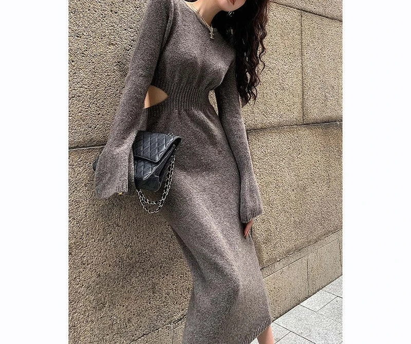 

2025 Autumn Women's Clothing Temperament Highlights Figure Minimalist Knitted Unique Dress