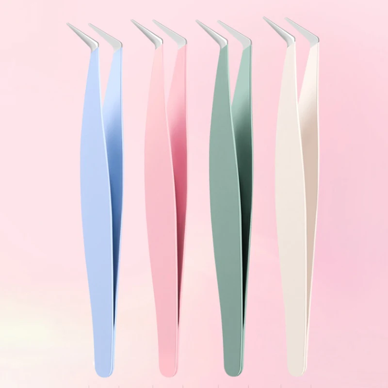 Pinzas para extensiones de pestañas de acero inoxidable, pinzas para pestañas con Clip preciso, herramienta para extensiones de pestañas, accesorios de herramientas de maquillaje, 1 Uds.