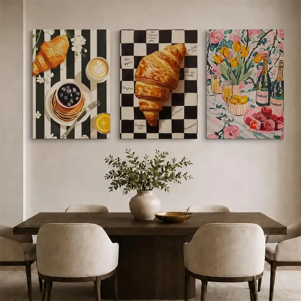 Vintage Kitchen Food Framed Wall Painting Ready to Hang Canvas Art Poster for Living Room Bedroom Home Decor Decals